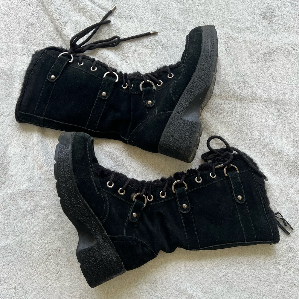 Aldo women’s tall snow winter boots 7.5 / 38 black quality suede good used
